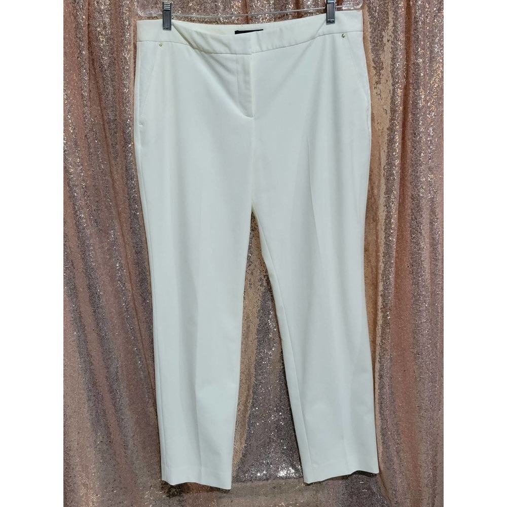 Women's Cream High Rise Trouser Slacks. Size 12. By Dana Buchman. Wide Leg Pants